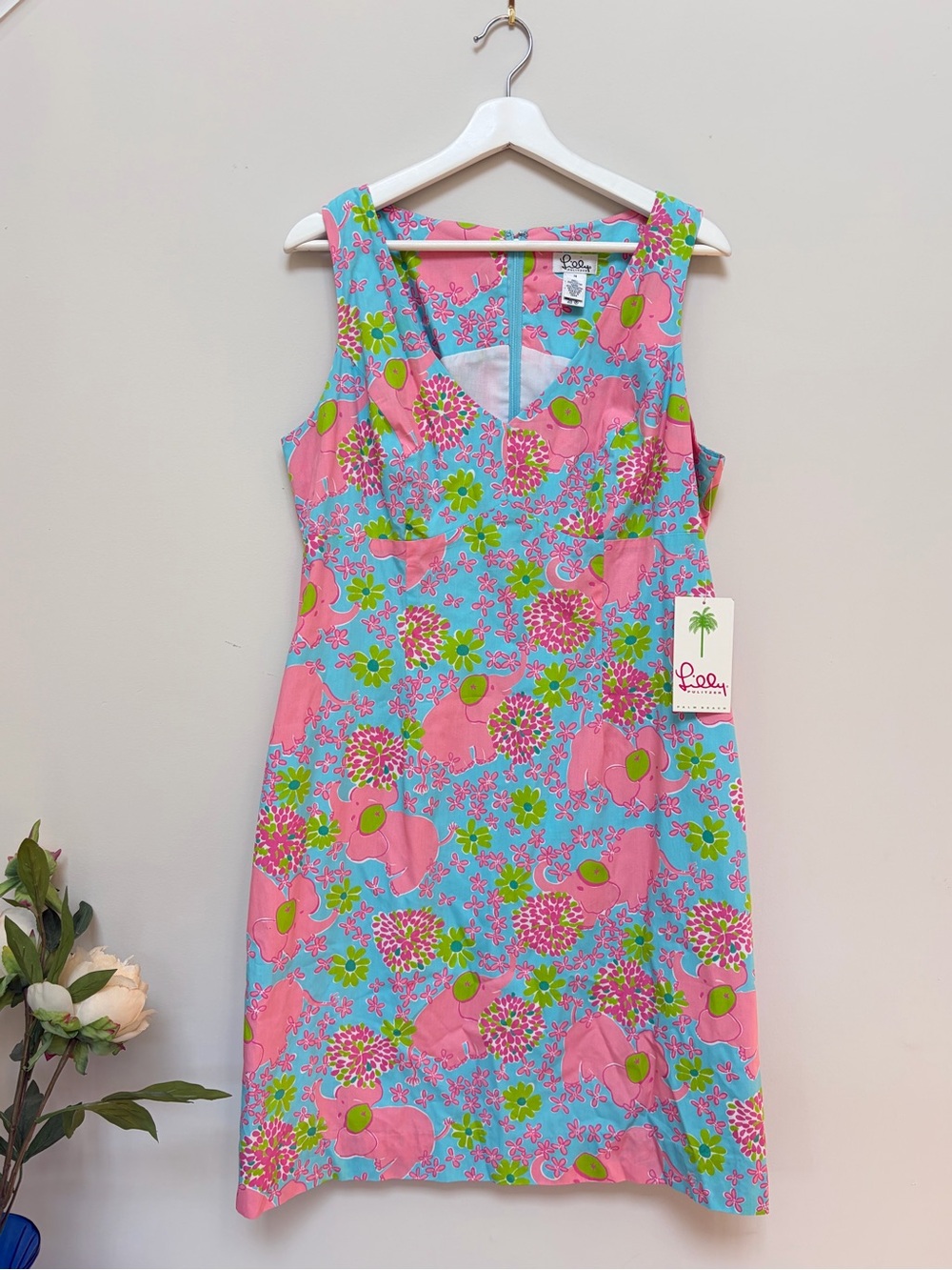 Lilly Pulitzer Anna Shift Dress NWT Elefrance Via Blue Elephant Print Size 14